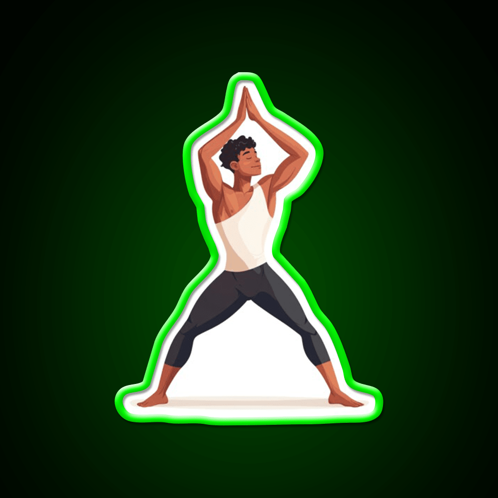 Strong And Centered Warrior Inspired Yoga Pose Man Yoga Led Neon Sign Rgb Color - Shineneon