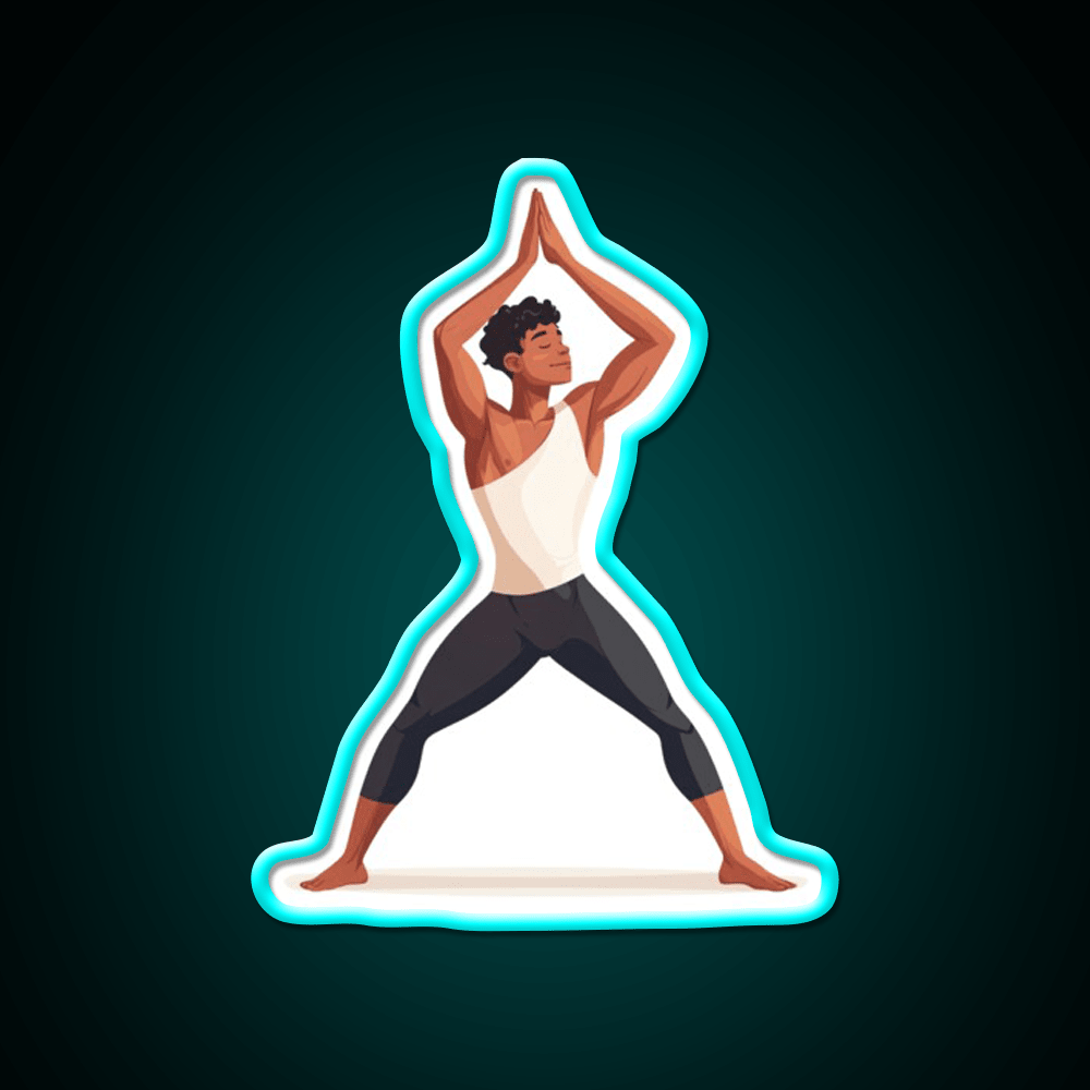 Strong And Centered Warrior Inspired Yoga Pose Man Yoga Led Neon Sign Rgb Color - Shineneon