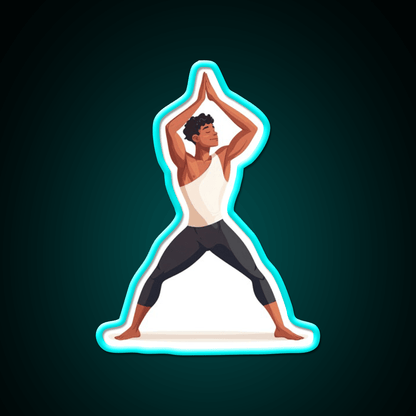 Strong And Centered Warrior Inspired Yoga Pose Man Yoga Led Neon Sign Rgb Color - Shineneon