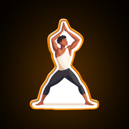 Strong And Centered Warrior Inspired Yoga Pose Man Yoga Led Neon Sign Rgb Color - Shineneon