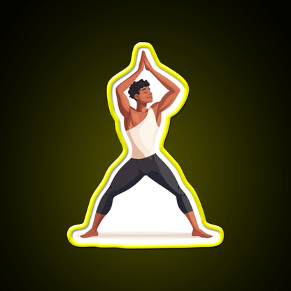 Strong And Centered Warrior Inspired Yoga Pose Man Yoga Led Neon Sign Rgb Color - Shineneon