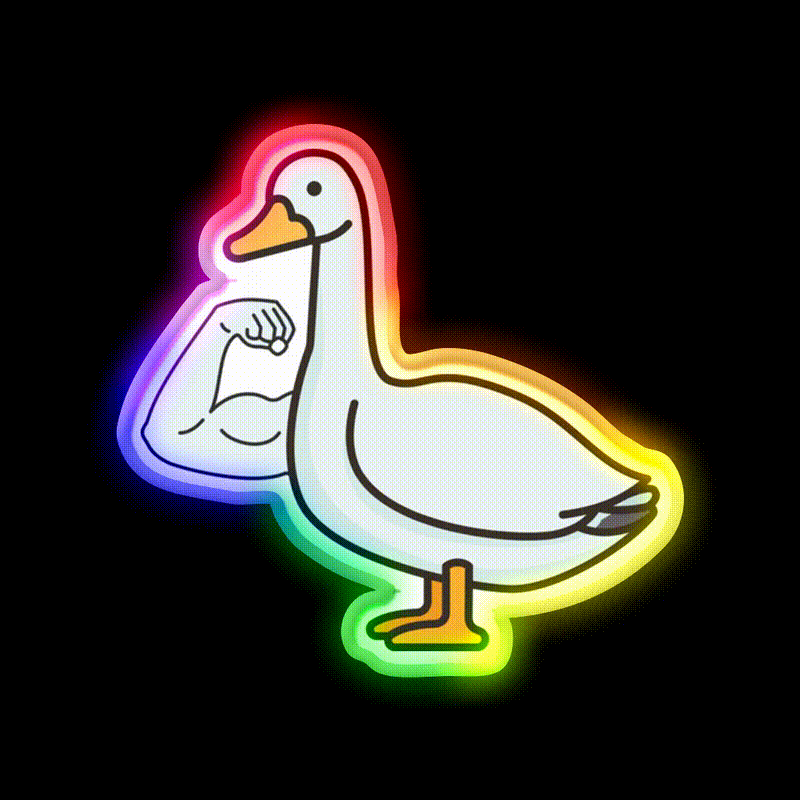 Strong Bicep Geese Goose Gym Fitness Led Neon Sign Rgb Color