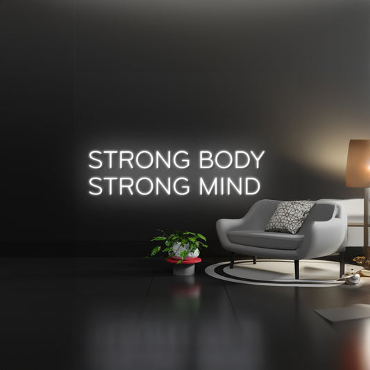 Strong Body Strong Mind Neon Sign Fitness Decor