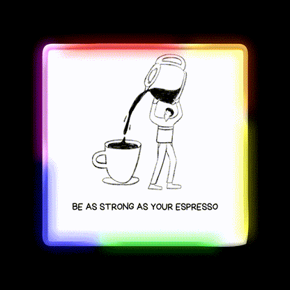 Strong Cup Of Coffee Cafe Led Neon Sign Espresso Bar Art Rgb Color