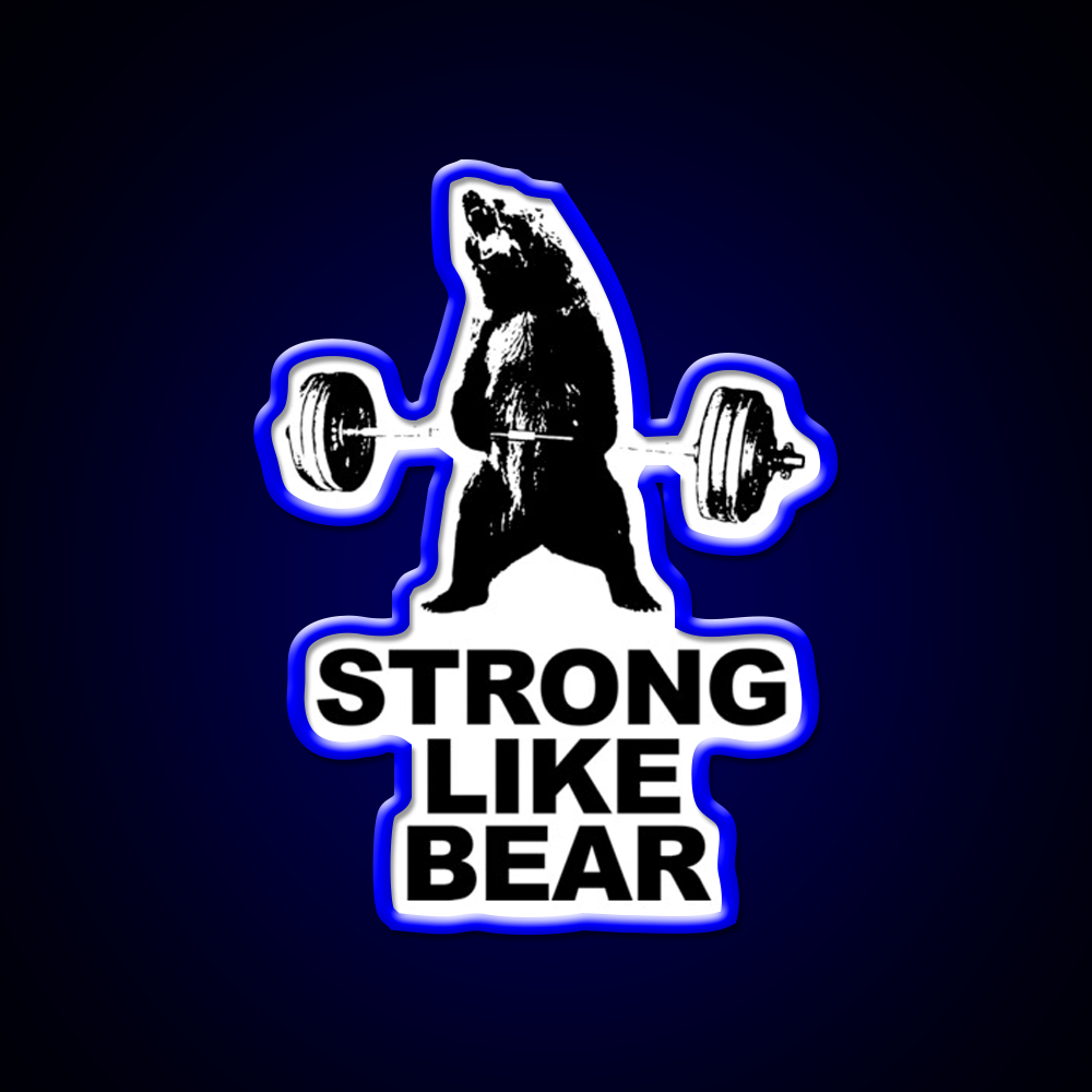 Strong Like Bear Deadlifting Workout Gym Fitness Led Neon Sign Rgb Color