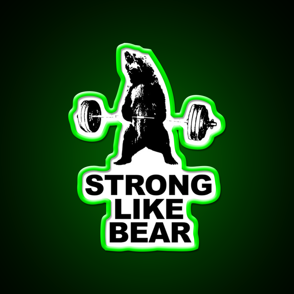 Strong Like Bear Deadlifting Workout Gym Fitness Led Neon Sign Rgb Color