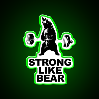 Strong Like Bear Deadlifting Workout Gym Fitness Led Neon Sign Rgb Color
