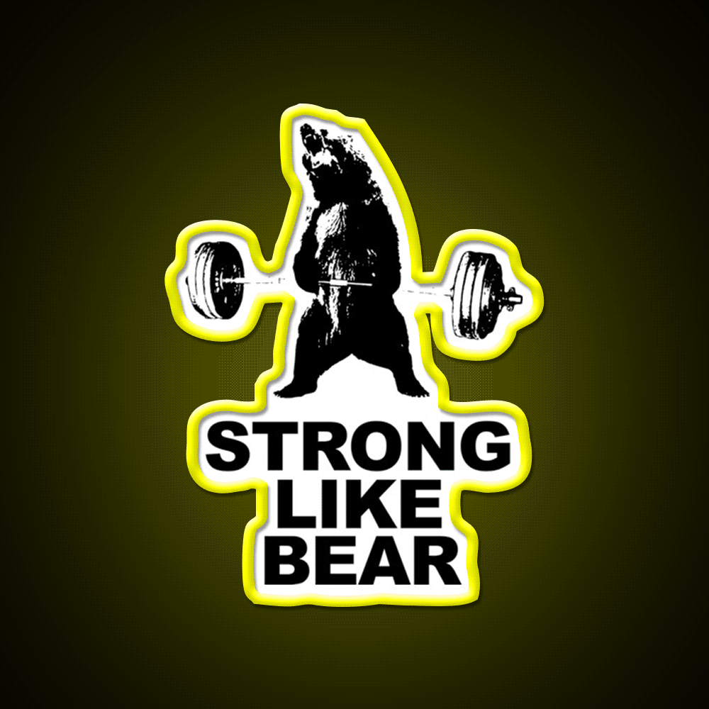 Strong Like Bear Deadlifting Workout Gym Fitness Led Neon Sign Rgb Color