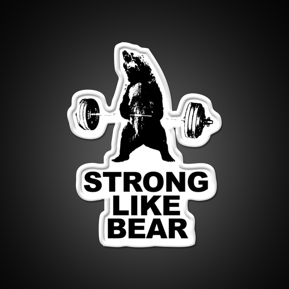 Strong Like Bear Deadlifting Workout Gym Fitness Led Neon Sign Rgb Color