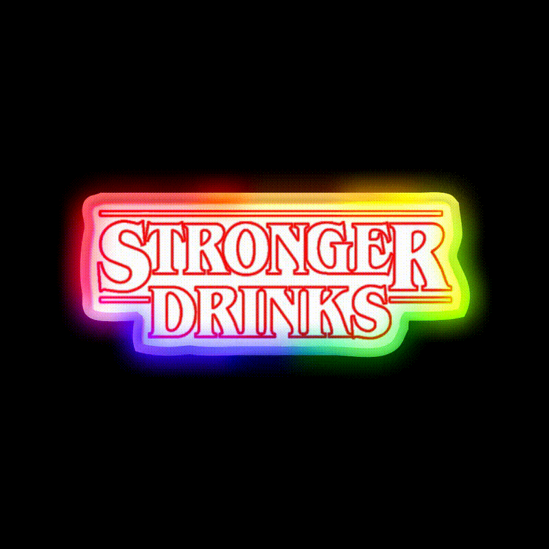 Stronger Drinks Cocktail Bar Decor Led Neon Sign Rgb Color - LED neon sign close-up detail