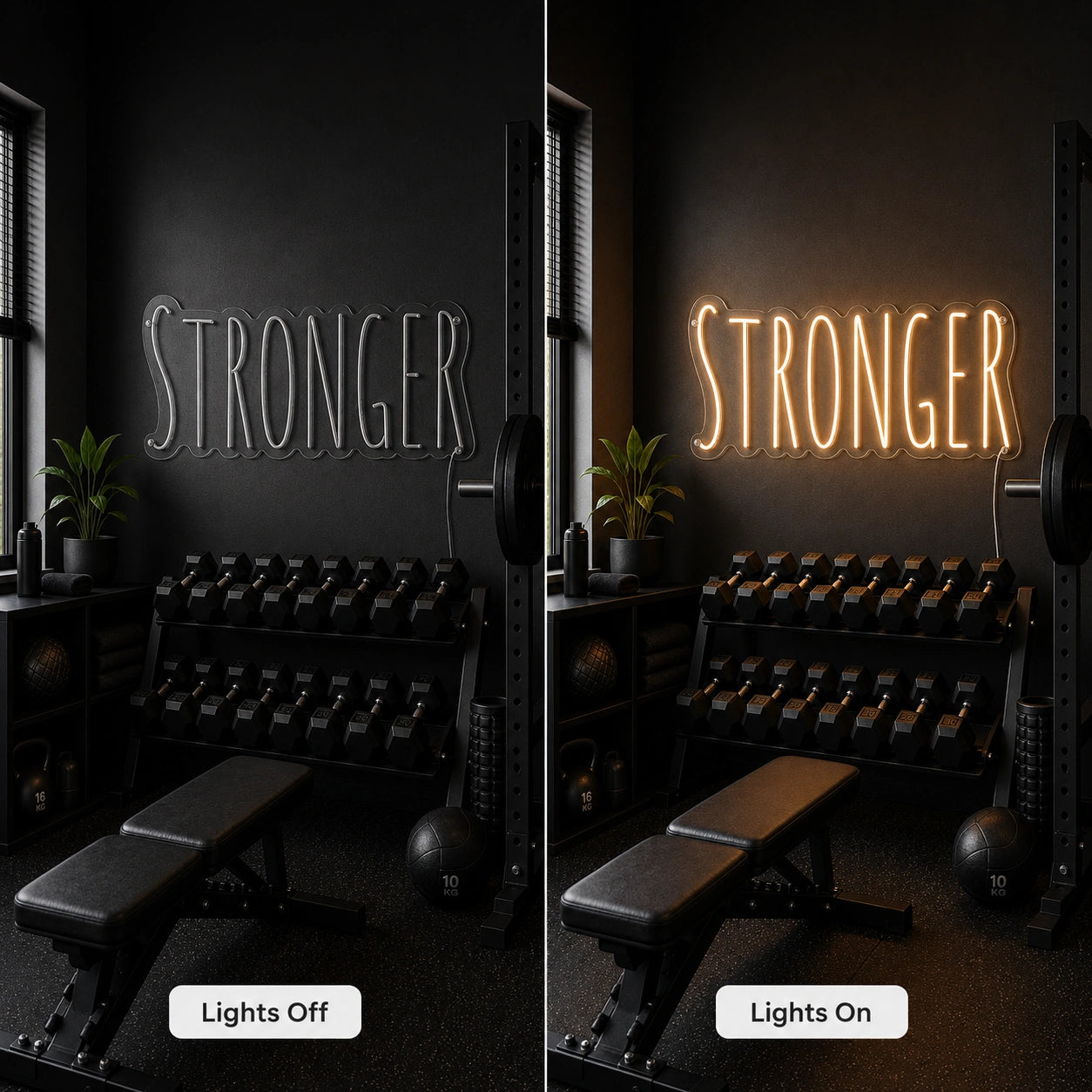 Stronger Neon Sign LED Neon Sign day and night comparison