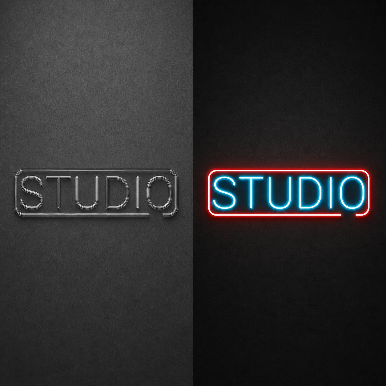 Studio LED Neon Sign Garage Man Cave Neon Sign day and night comparison