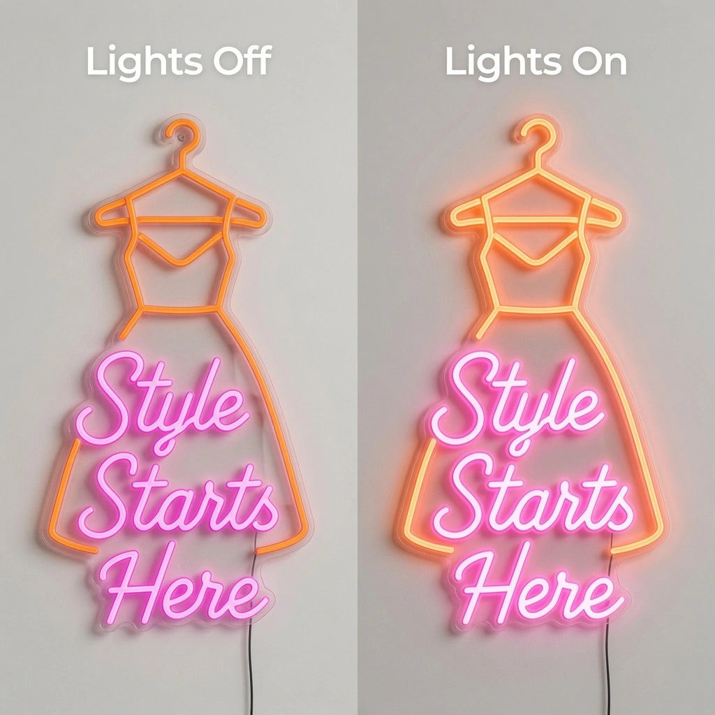 Style Starts Here LED Neon Sign - 06 Day Night Comparison