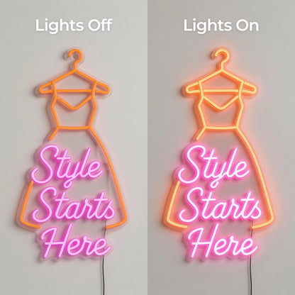 Style Starts Here LED Neon Sign - 06 Day Night Comparison