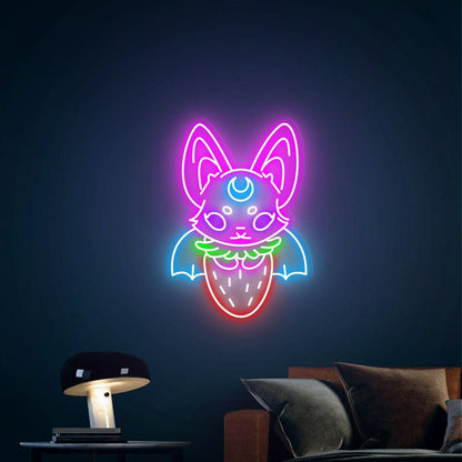 Style Strawberry Bat Neon Goth Character Led Neon Sign - Shineneon