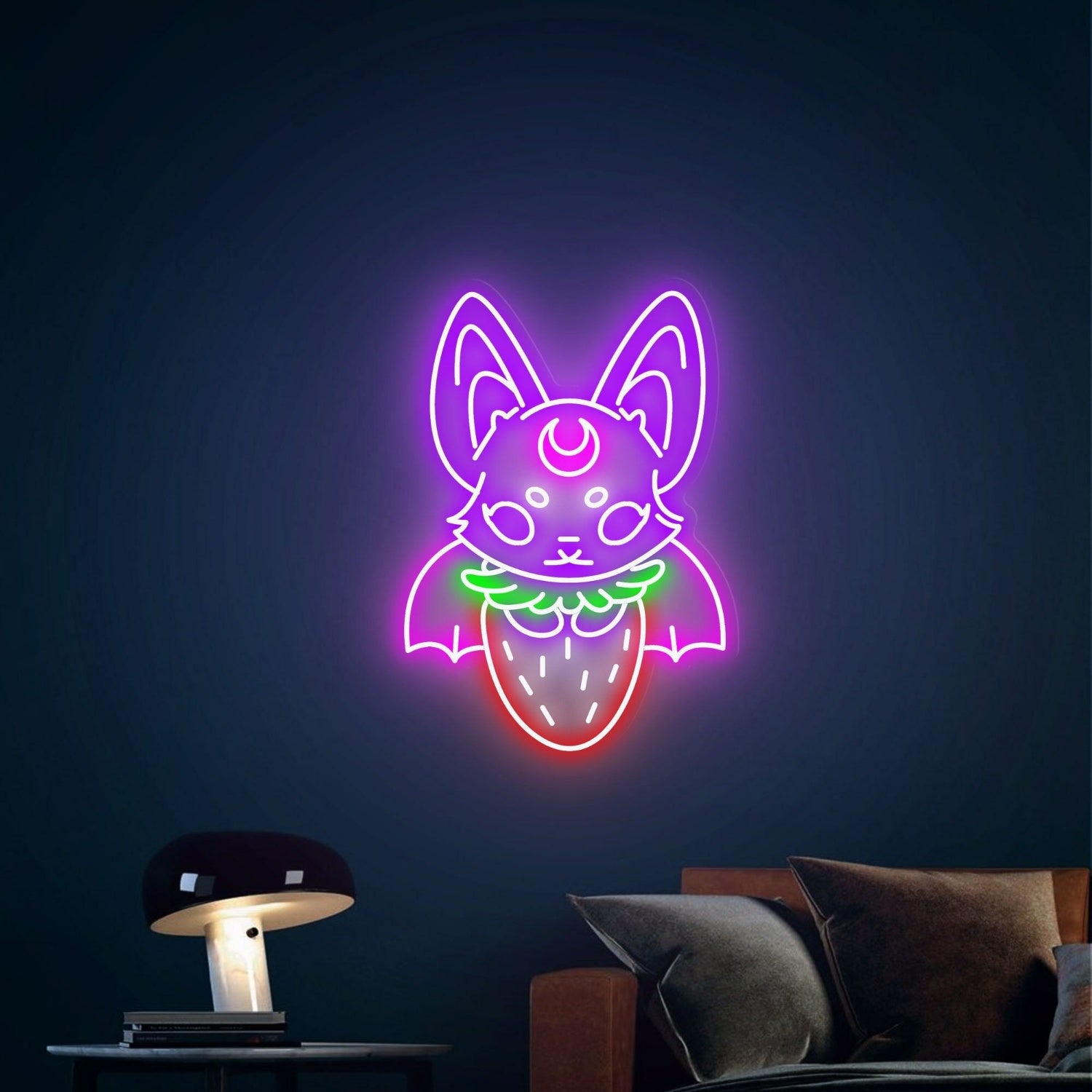 Style Strawberry Bat Neon Goth Character Led Neon Sign - Shineneon
