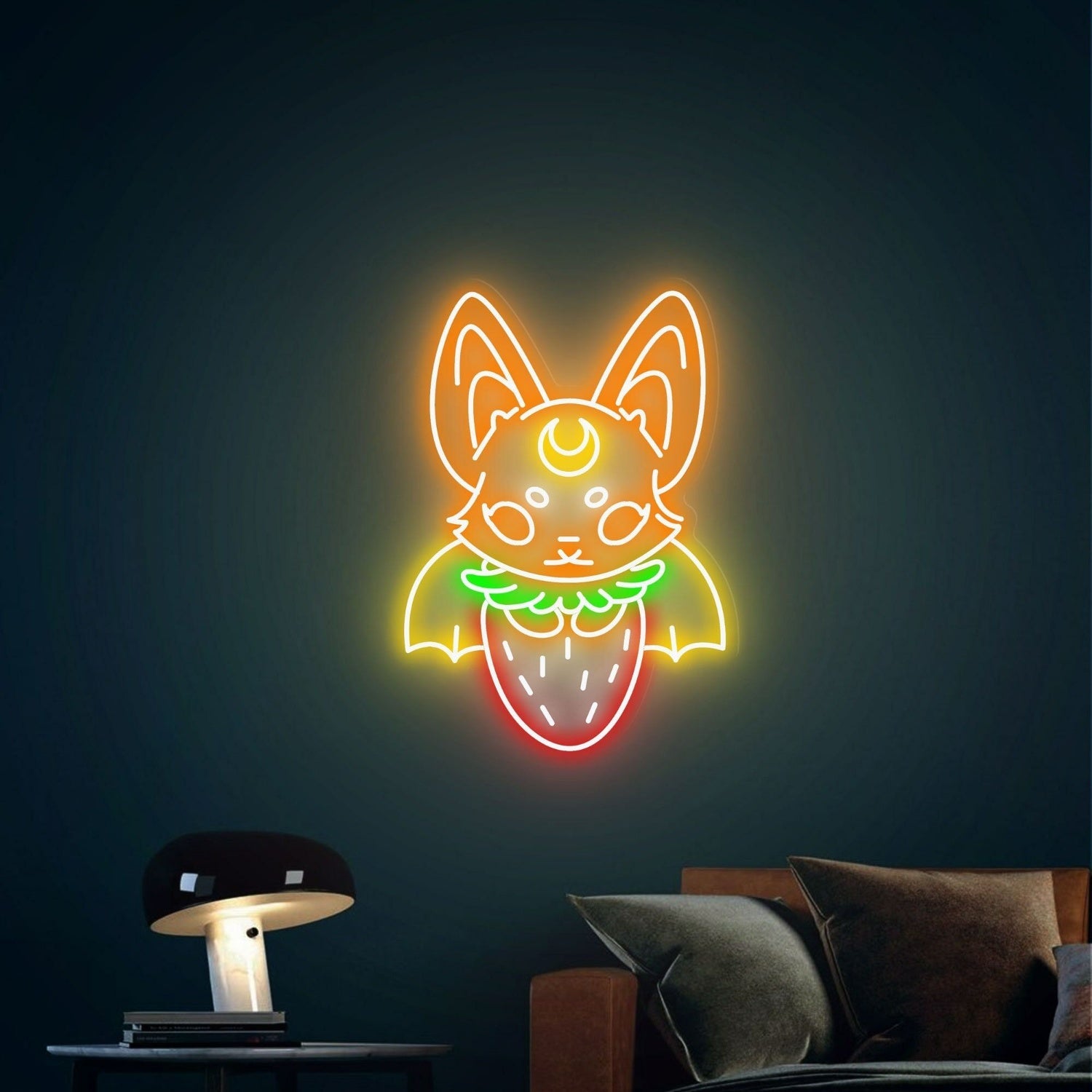 Style Strawberry Bat Neon Goth Character Led Neon Sign - Shineneon