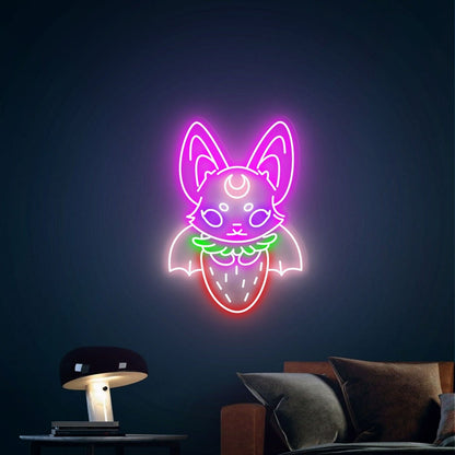 Style Strawberry Bat Neon Goth Character Led Neon Sign - Shineneon