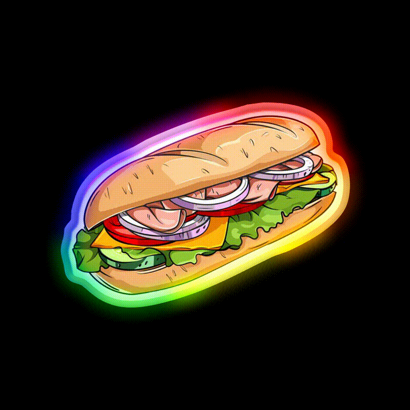 Sub Sandwich With Ham Snack Food Led Neon Sign Rgb Color