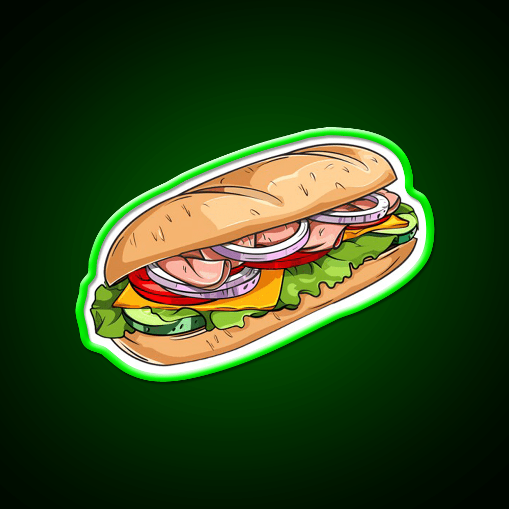 Sub Sandwich With Ham Snack Food Led Neon Sign Rgb Color - Shineneon