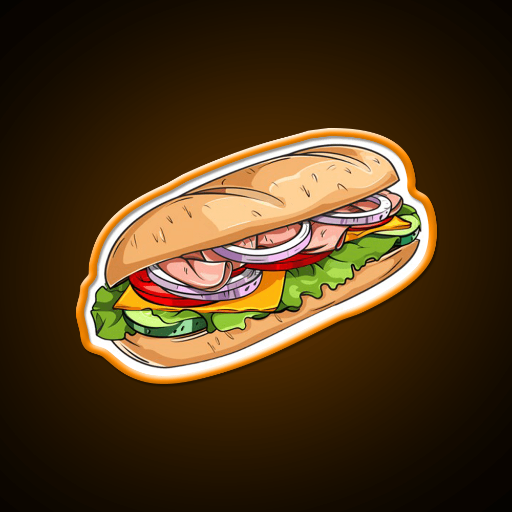 Sub Sandwich With Ham Snack Food Led Neon Sign Rgb Color - Shineneon