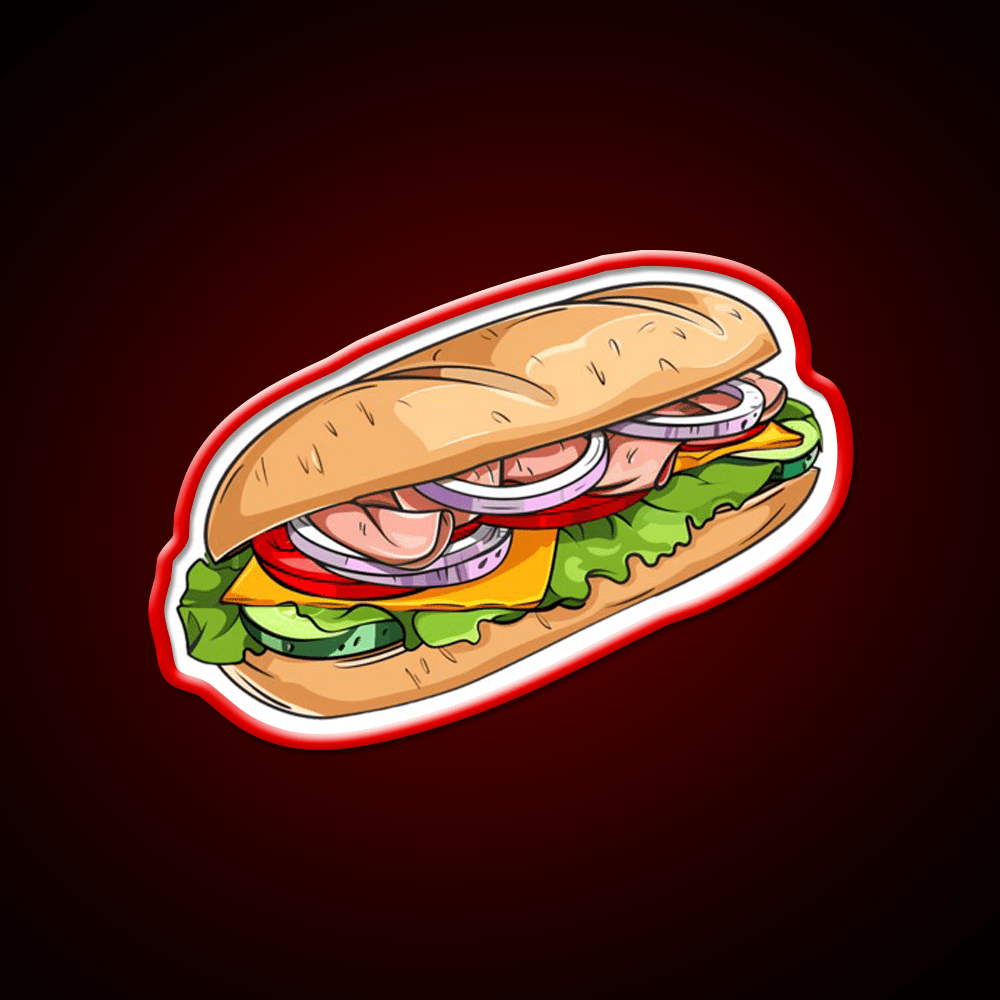 Sub Sandwich With Ham Snack Food Led Neon Sign Rgb Color - Shineneon