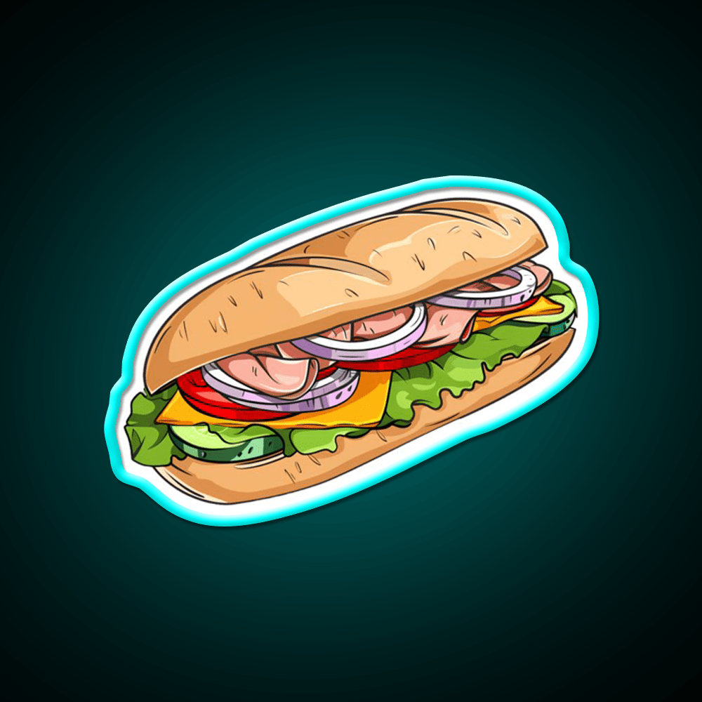 Sub Sandwich With Ham Snack Food Led Neon Sign Rgb Color - Shineneon