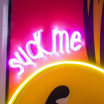 Suck Me Licking Lollipop Yellow Purple Uv Printed Led Neon Sign For Indoor Decor | Shineneon