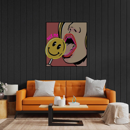 Suck Me Licking Lollipop Yellow Purple Uv Printed Led Neon Sign For Indoor Decor | Shineneon