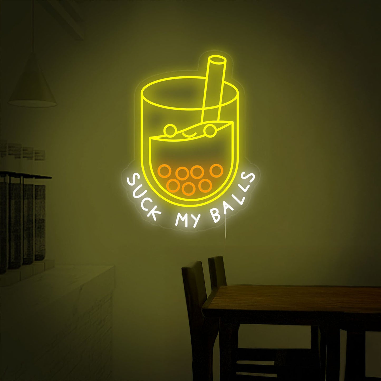 Suck My Balls Boba Tea Boba Lovers Led Neon Sign For Coffee Shop