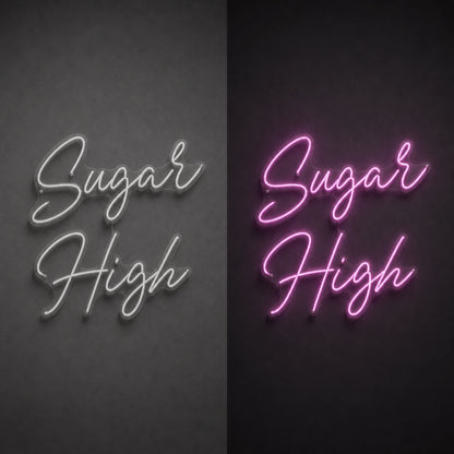 Sugar Rush LED Neon Sign Garage Man Cave Neon Sign day and night comparison