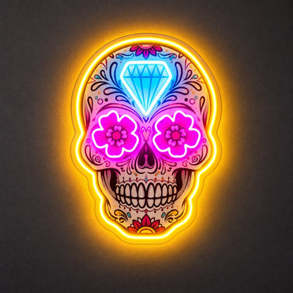 Sugar Skull Diamond LED Neon Sign - Shineneon
