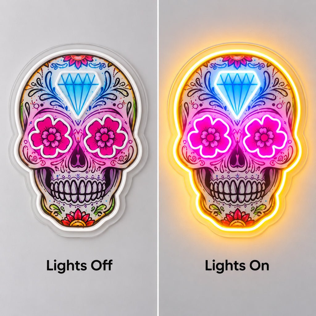Sugar Skull Diamond LED Neon Sign - Shineneon