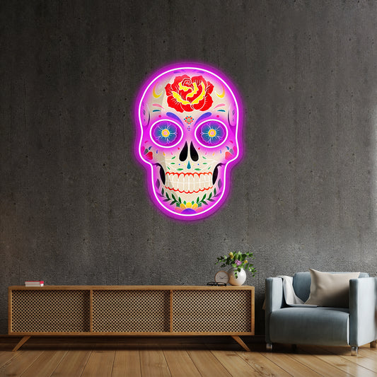 Sugar Skull Halloween Neon Sign Artwork For Led Signs For Room