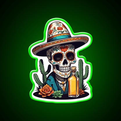 Sugar Skull Iconic Mexico Drink Celebration Party Drink Tequila Led Neon Sign Rgb Color - Shineneon