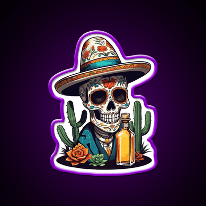 Sugar Skull Iconic Mexico Drink Celebration Party Drink Tequila Led Neon Sign Rgb Color - Shineneon