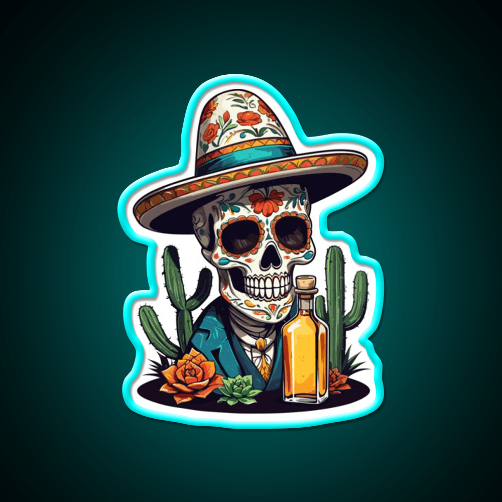 Sugar Skull Iconic Mexico Drink Celebration Party Drink Tequila Led Neon Sign Rgb Color - Shineneon