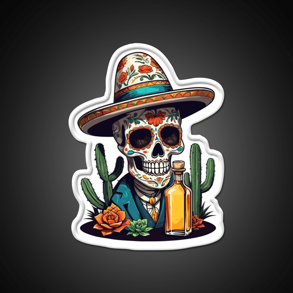 Sugar Skull Iconic Mexico Drink Celebration Party Drink Tequila Led Neon Sign Rgb Color - Shineneon