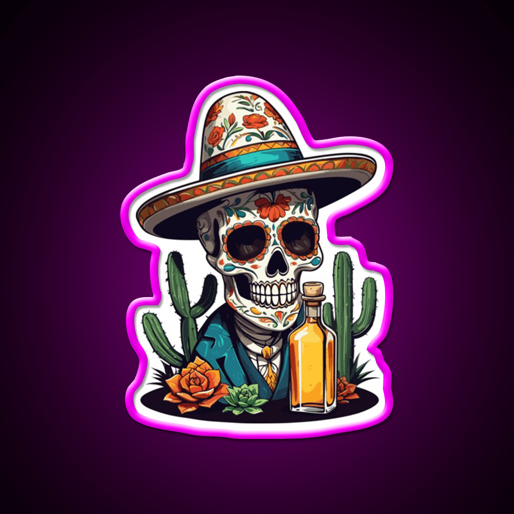 Sugar Skull Iconic Mexico Drink Celebration Party Drink Tequila Led Neon Sign Rgb Color - Shineneon