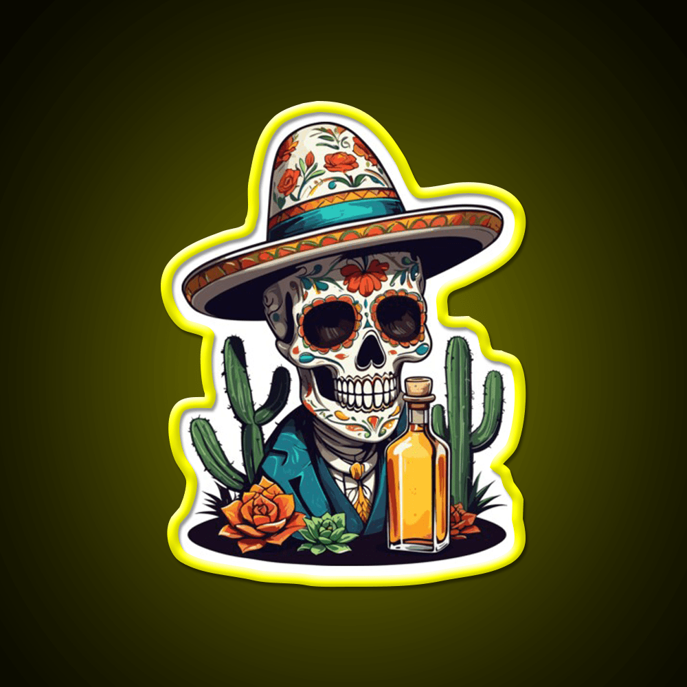 Sugar Skull Iconic Mexico Drink Celebration Party Drink Tequila Led Neon Sign Rgb Color - Shineneon
