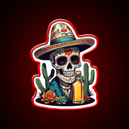 Sugar Skull Iconic Mexico Drink Celebration Party Drink Tequila Led Neon Sign Rgb Color - Shineneon