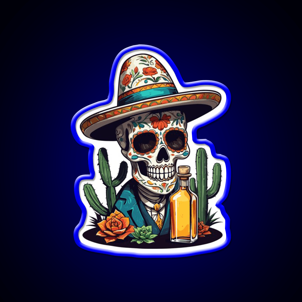 Sugar Skull Iconic Mexico Drink Celebration Party Drink Tequila Led Neon Sign Rgb Color - Shineneon