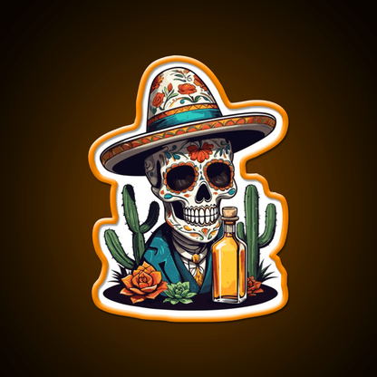 Sugar Skull Iconic Mexico Drink Celebration Party Drink Tequila Led Neon Sign Rgb Color - Shineneon
