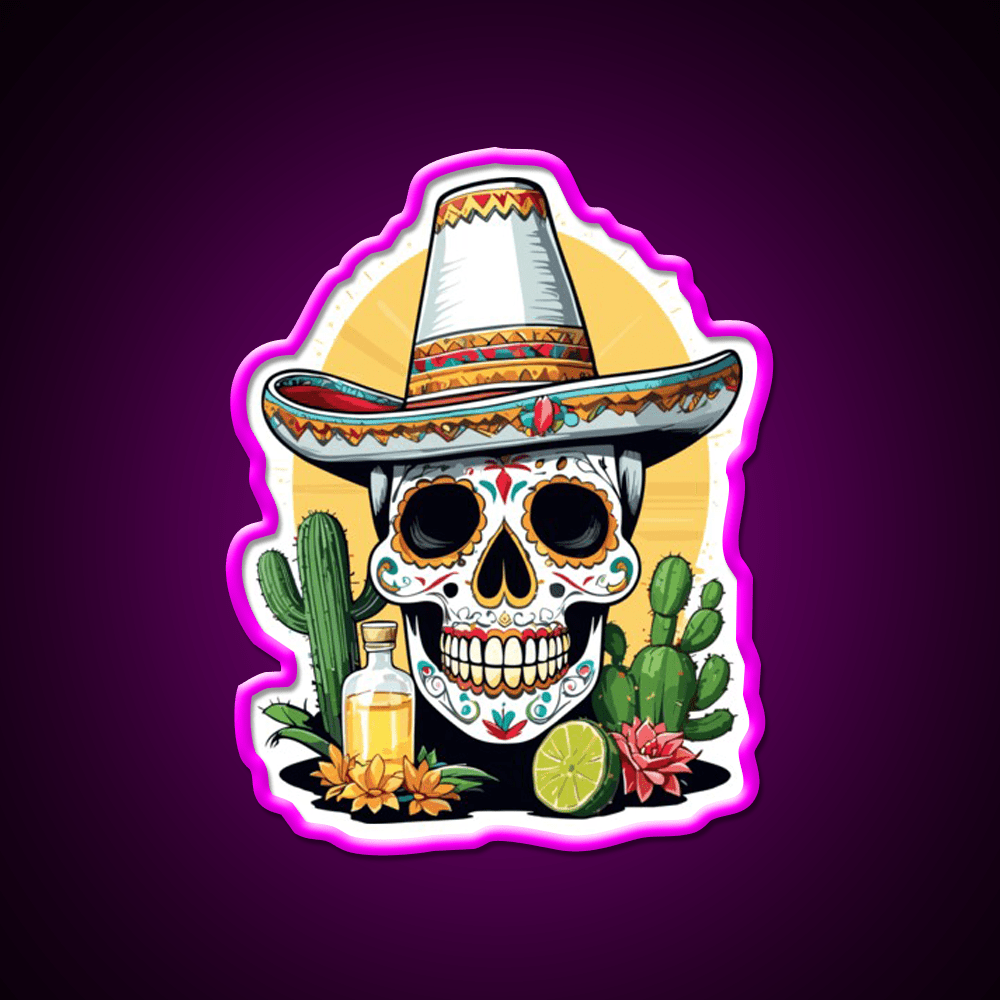 Sugar Skull Mexico Tequila Cinco De Mayo Party Drink Tequila Led Neon Sign Rgb Color - Shineneon