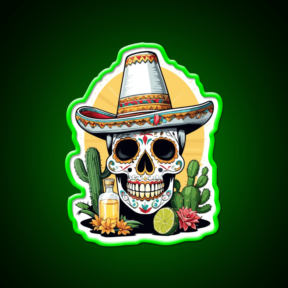 Sugar Skull Mexico Tequila Cinco De Mayo Party Drink Tequila Led Neon Sign Rgb Color - Shineneon