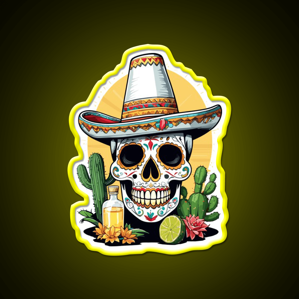 Sugar Skull Mexico Tequila Cinco De Mayo Party Drink Tequila Led Neon Sign Rgb Color - Shineneon