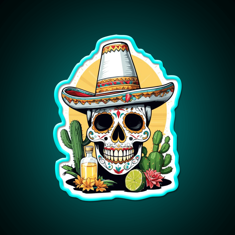Sugar Skull Mexico Tequila Cinco De Mayo Party Drink Tequila Led Neon Sign Rgb Color - Shineneon