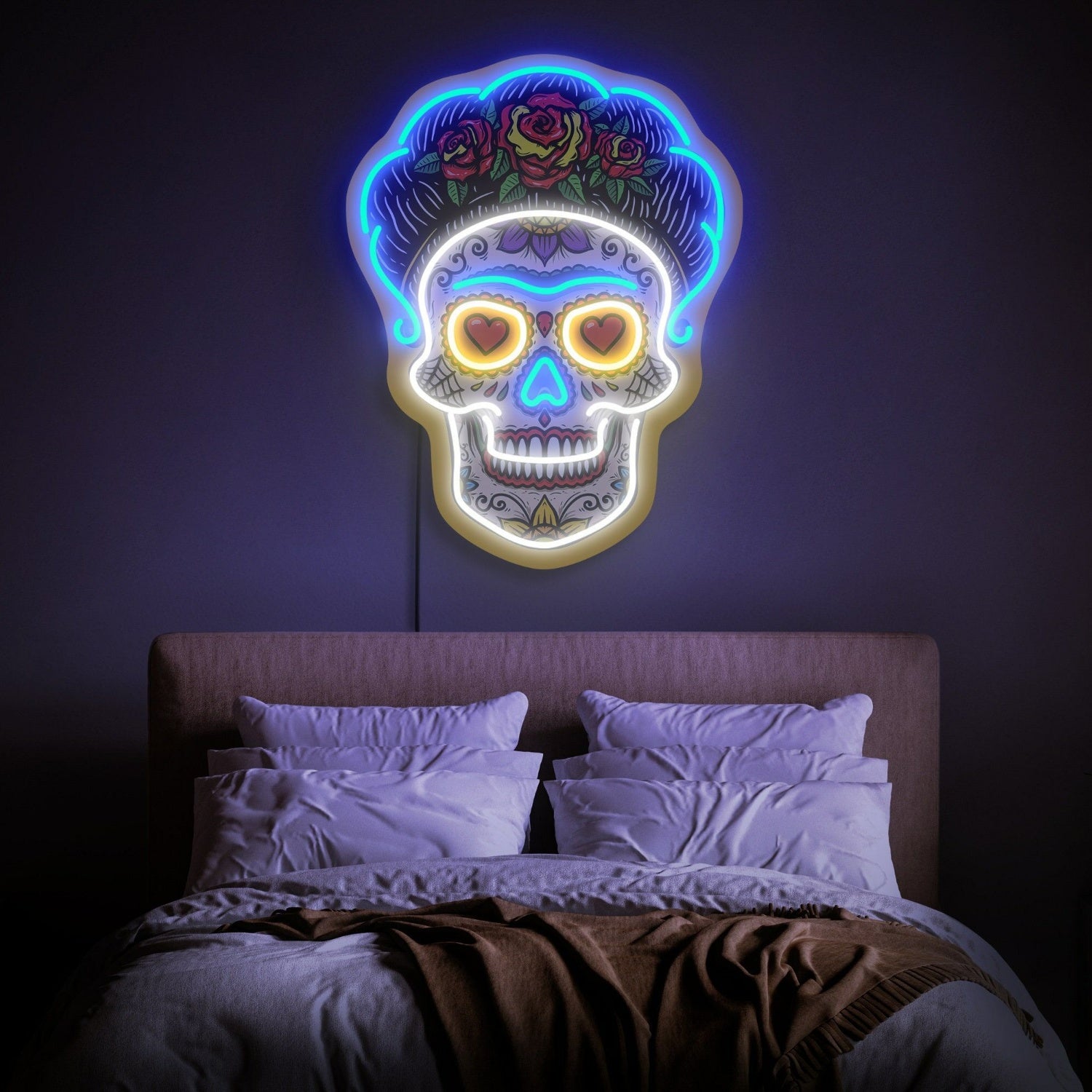 Sugar Skull Pop Art Artwork Decor Led Uv Neon Sign | Shineneon