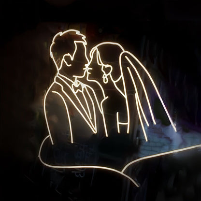 Suit And Veil Bride And Groom Kiss Neon Sign | Shineneon