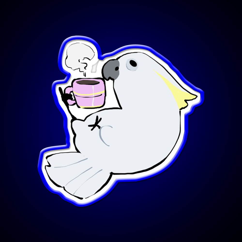 Sulphur Crested Cockatoo Drinking Coffee Led Neon Sign Espresso Bar Art Rgb Color